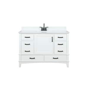 Emily 48 in. W x 22 in. D x 34 in. H Bath Vanity in White with Carrara Cultured Marble Top with White Basin