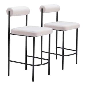 Livorno 26.0 in. Open Back White Wood Frame Counter Stool with 100% Polyester Seat - (Set of 2)
