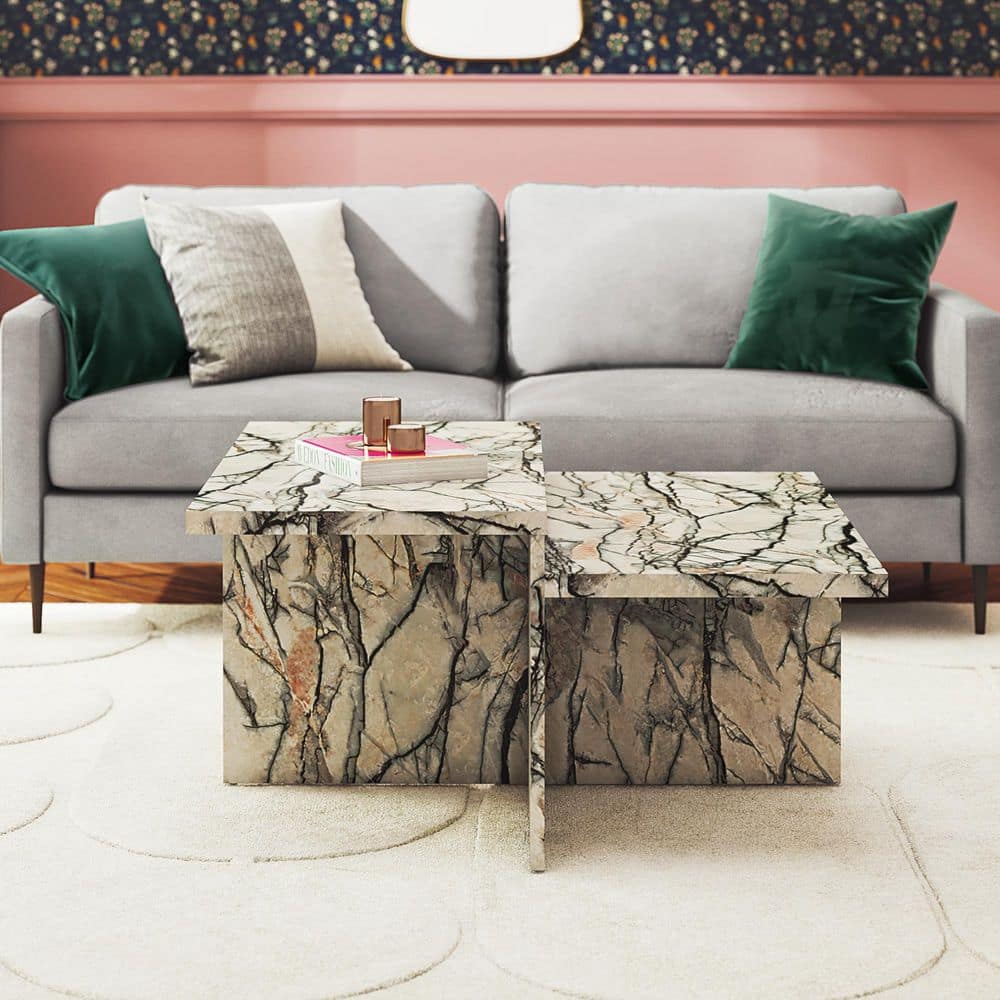 Brielle Faux Onyx Marble Two-Tiered Coffee Table