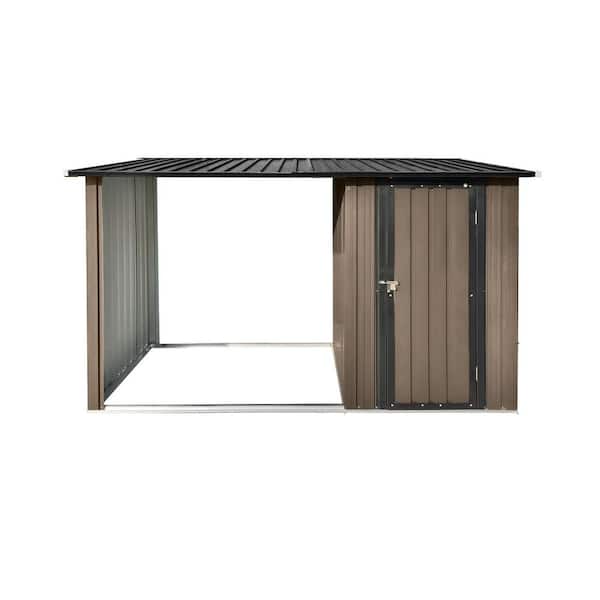 8 ft. W x 4 ft. D Brown Metal Outdoor Metal Bin Shed with 1-Door for Garden (32 sq. ft. )