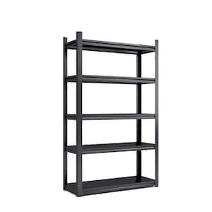 Black 5-Tier Storage Shelving Freestanding Heavy Duty Rack Shelving Unit in  Small Space