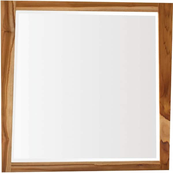 EcoDecors Significado 36 in. W x 35 in. H Framed Rectangular Beveled Edge Bathroom Vanity Mirror in Natural