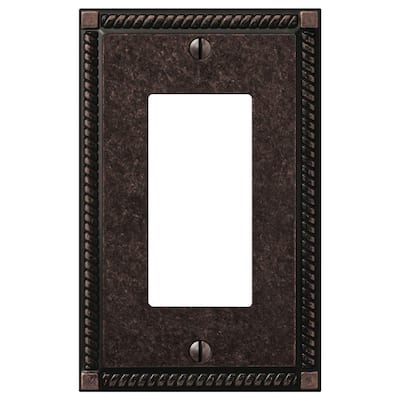 Georgian 1 Gang Rocker Metal Wall Plate - Tumbled Aged Bronze