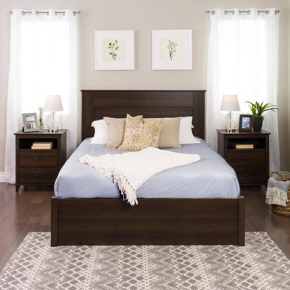 Espresso Queen Flat Panel Wood Headboard
