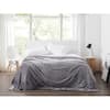 Cannon Plush Grey Solid Polyester Full/Queen Blanket