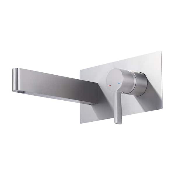 Single Handle Wall Mounted Standard Bathroom Faucet in Brushed Nickel