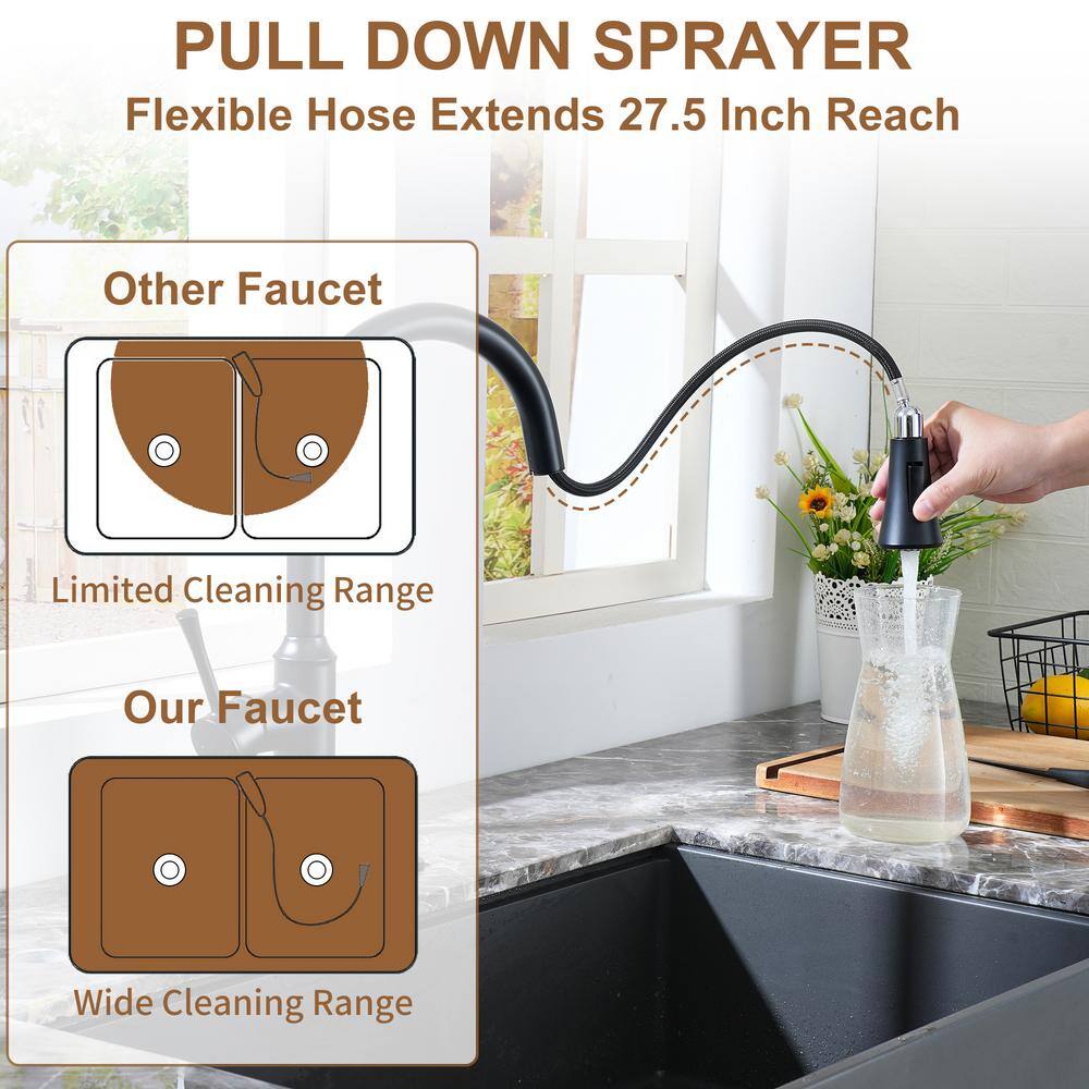 Matte Black Stainless Steel Touchless Pull-Down Sprayer Kitchen Faucet