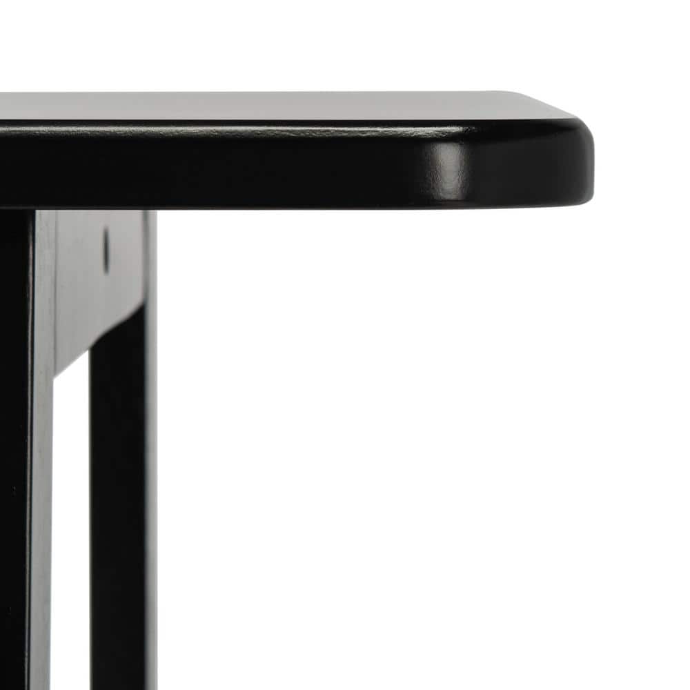Matte Black Solid Wood Writing Desk with Shelves