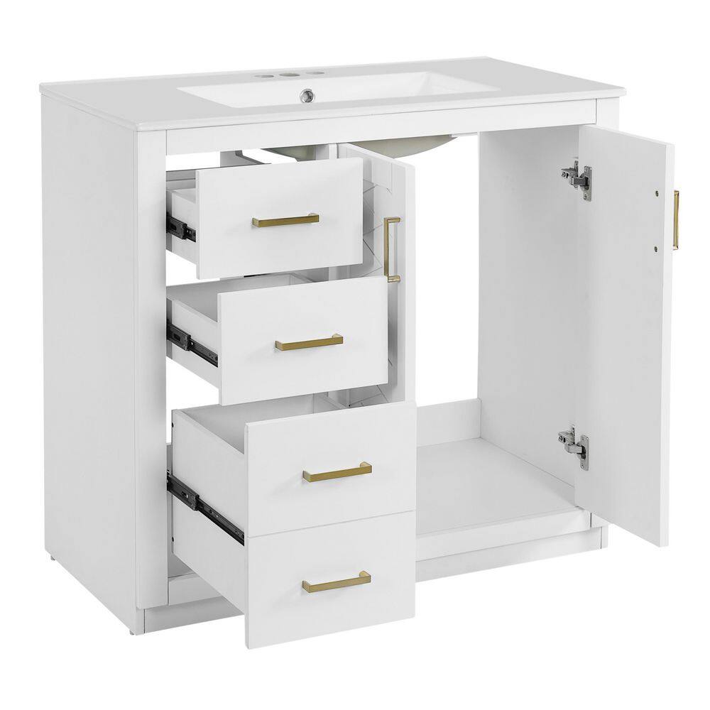 36 in. W x 18.3 in. D x 33.7 in. H Bathroom White Linen Cabinet price history on PriceWatchPro