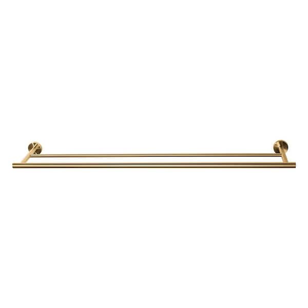 Round 36 in. Wall Mounted Single Towel Bar in Brushed Gold