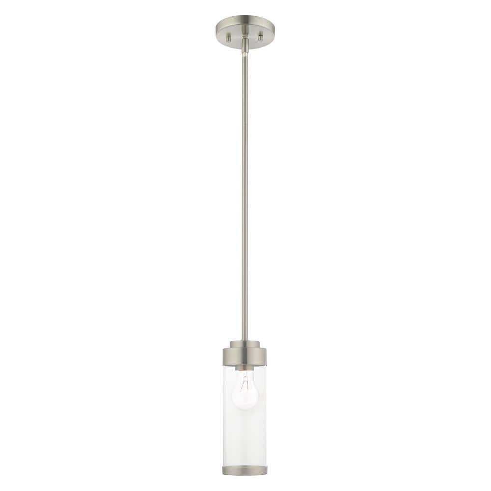 Brushed Nickel Mini Pendant with Clear Glass Shade