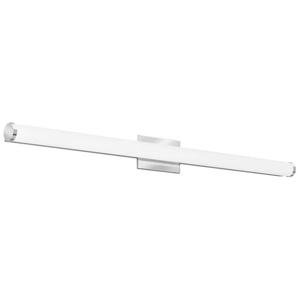 Contemporary Chrome 45" LED Cylinder Vanity Light with Dimmable Switch