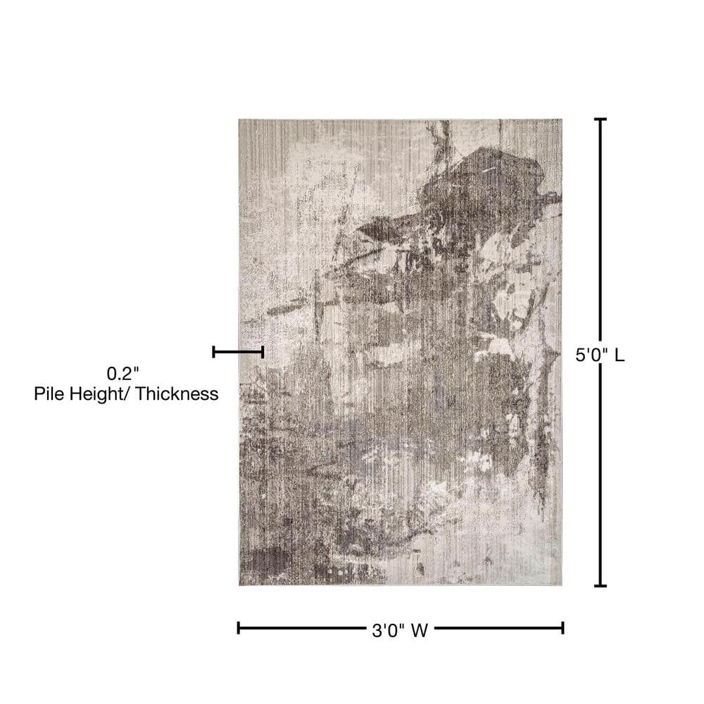 Light Brown Abstract Reversible Synthetic Area Rug