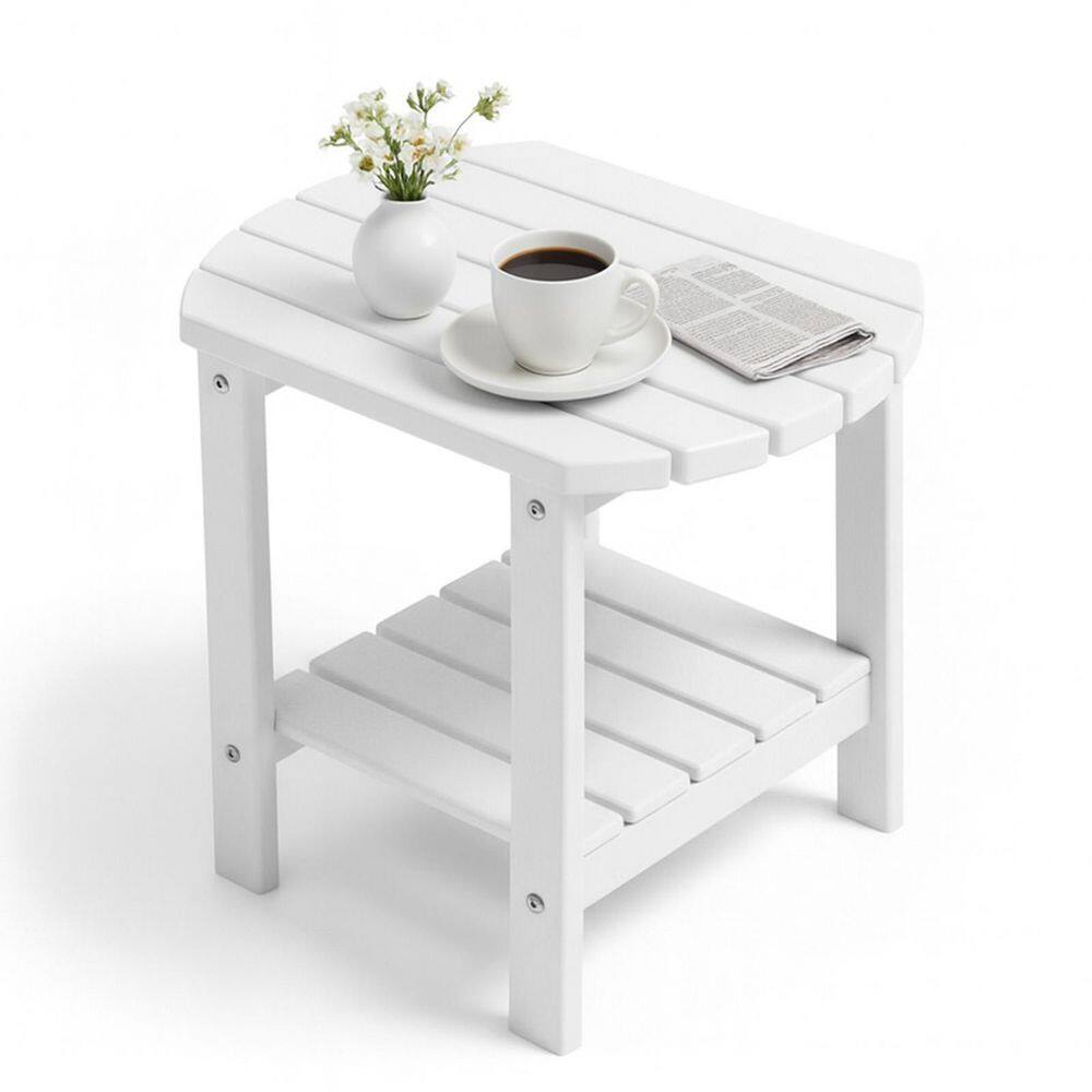 17 in. White Oval Patio Outdoor Side Table With Storage price history on PriceWatchPro