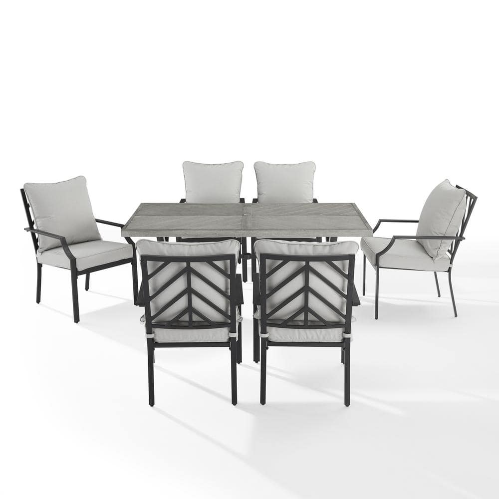 Otto 7-Piece Matte Black and Gray Outdoor Dining Set