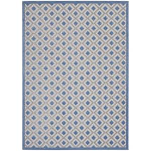Aloha Blue/Grey 8 ft. x 11 ft. Geometric Contemporary Indoor/Outdoor Area Rug