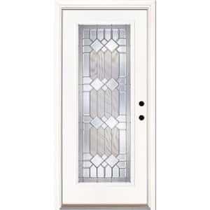 33.5 in. x 81.625 in. Mission Pointe Zinc Full Lite Unfinished Smooth Left-Hand Inswing Fiberglass Prehung Front Door