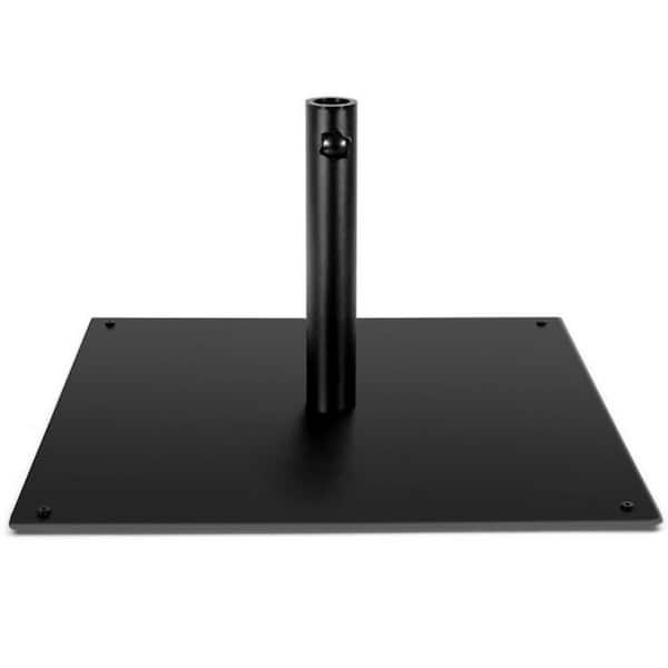 42 lbs. 25 in. Steel Patio Umbrella Base with Adapters, Tightening Knob and Anti-Slip Pads in Black