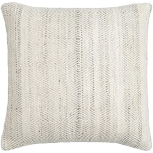 Boulder Light Gray Woven Down Fill 22 in. x 22 in. Decorative Pillow
