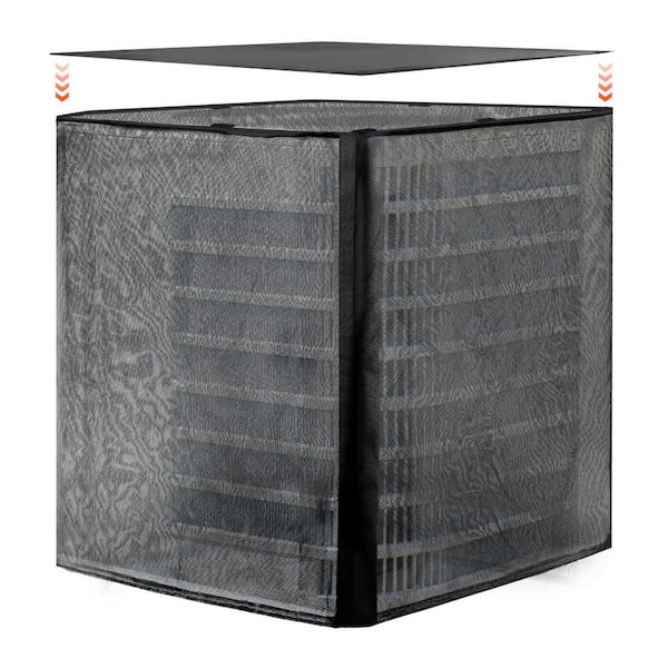 Air Conditioner Cover, 36 x 36 x 40 in. Outdoor Dual-Layer Waterproof Polyester AC Cover with Detachable Canopy, Black