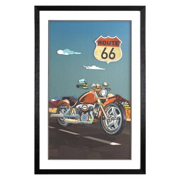 Yosemite Home Decor Motorcycle on Route 66 Multi-Color 3D Collage