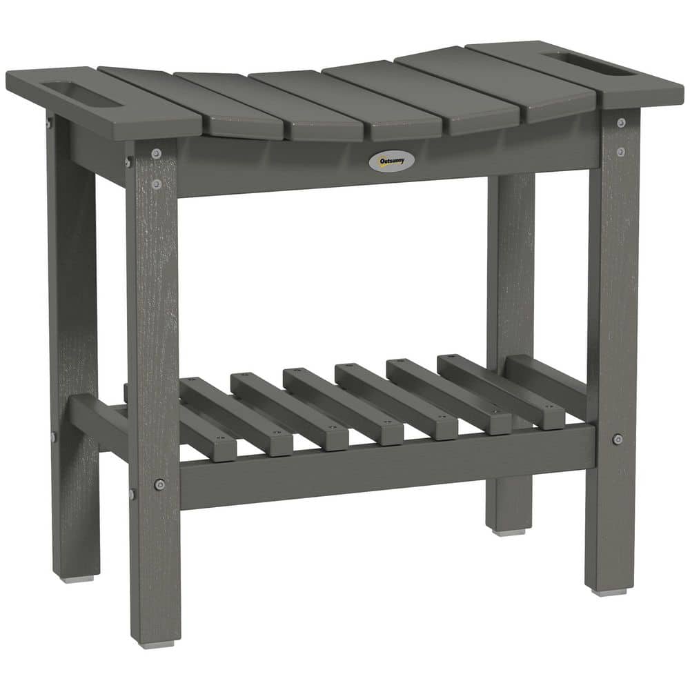 Outdoor Side Table, 2-Tier Shower Bench with Non-Slip Pads and Handles