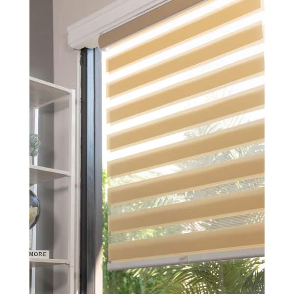 41"x72" Cordless Blackout Roller Shades Free-Stop Dual Layer Zebra Blinds 
