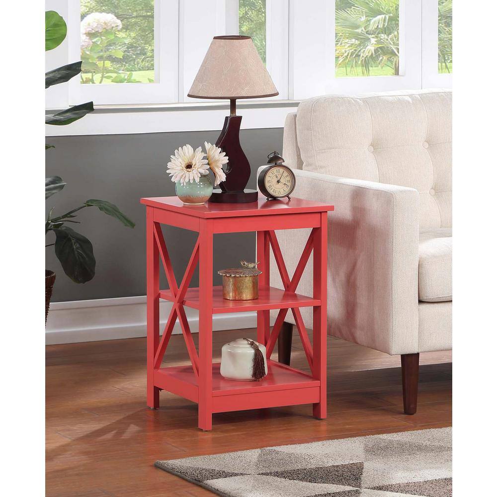 Coral MDF 24" End Table with Shelves