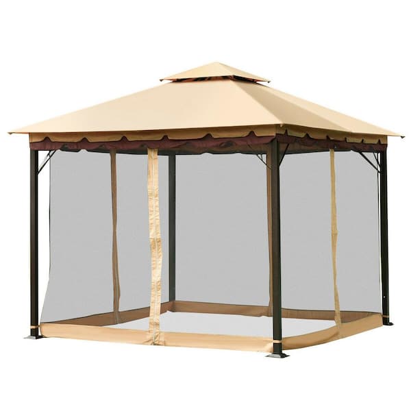 FORCLOVER 10 ft. x 10 ft. Patio Shelter Awning Steel Gazebo Canopy