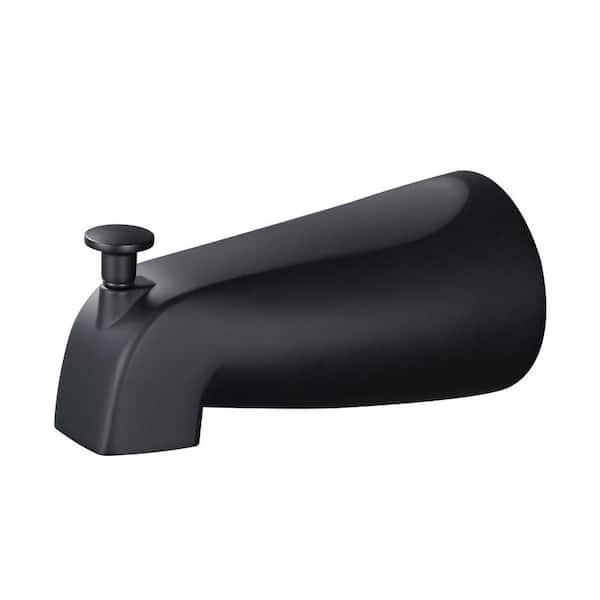 Bath Tub Spout with Slip Fit Connection and Pull-Up Diverter in Matte Black