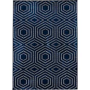 Tecopa Valeria Blue 9 ft. 10 in. x 12 ft. 10 in. Geometric Polypropylene Indoor/Outdoor Area Rug