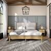 Furniture of America Adin Natural Wood Frame Queen Platform Bed With Boucle Upholstery EC-7232WH-Q