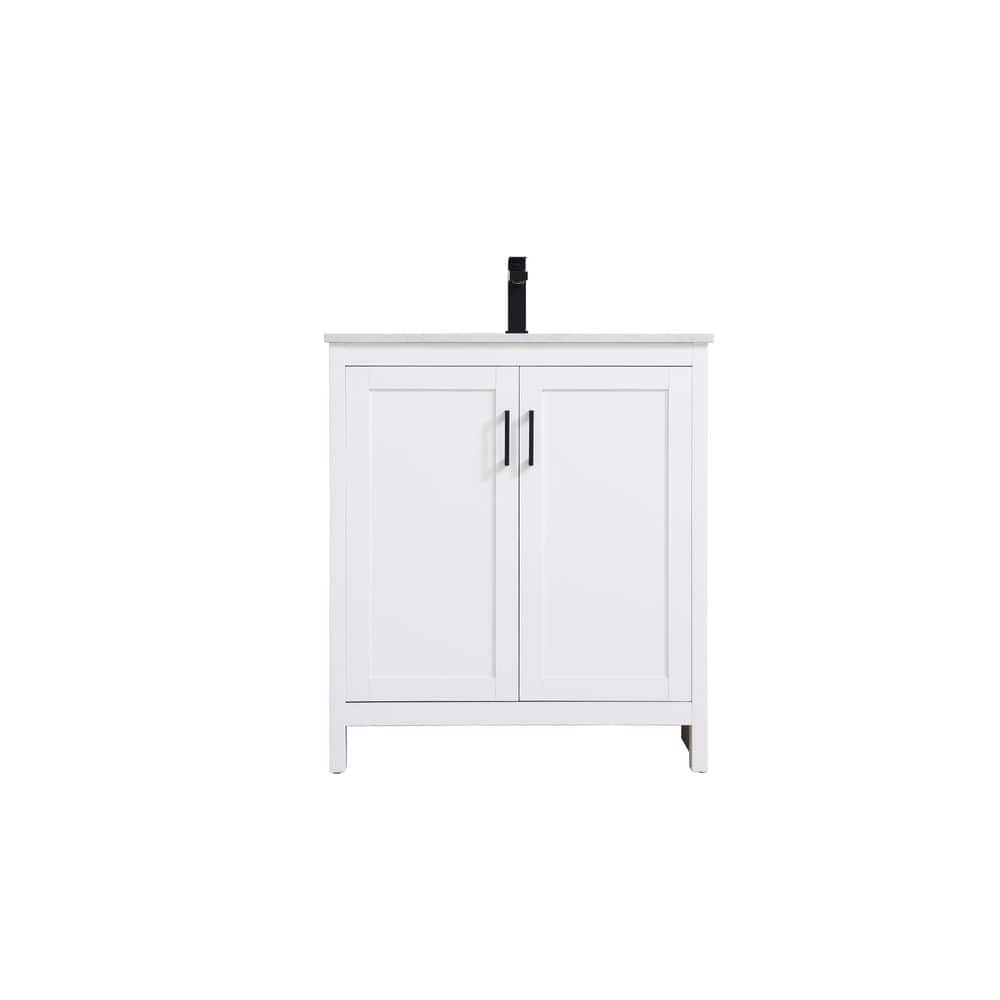 30 in. Single Sink White Bath Vanity with White Engineered Marble Top price history on PriceWatchPro