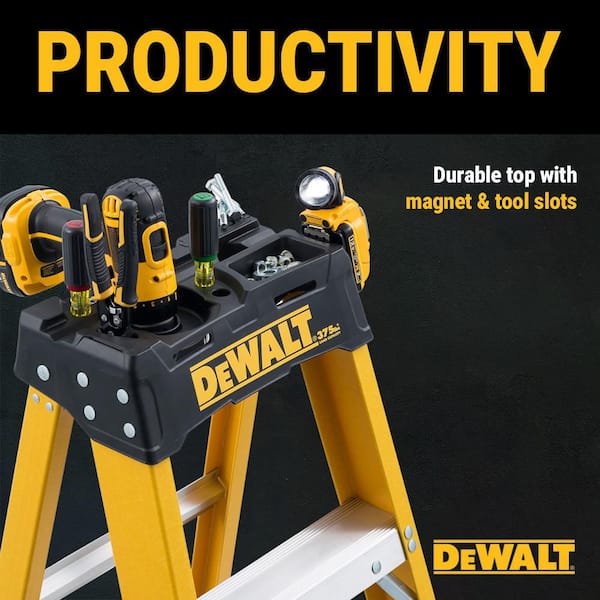 DEWALT 8 ft. Fiberglass Stepladder, 12 ft. Reach 500 lbs. Load