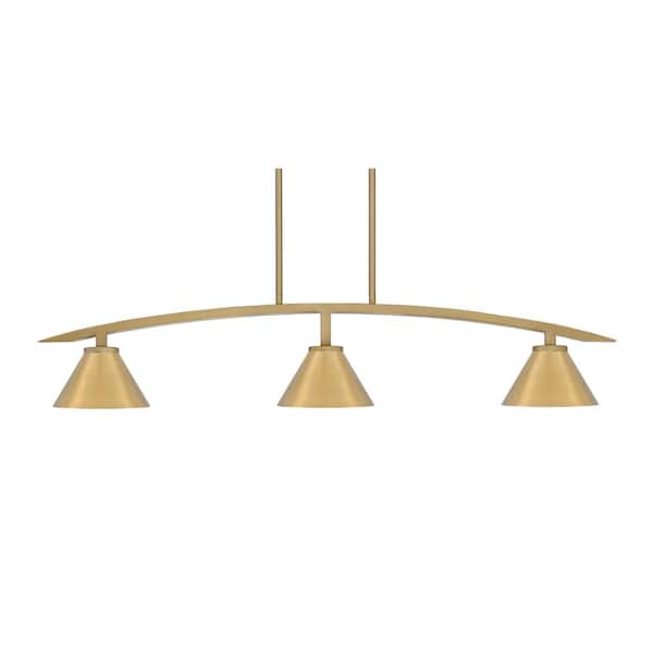 Unbranded Siena 3-Light, Brass Metal Shades, Linear Chandelier, Any room with Metal Shades, No Bulb Included