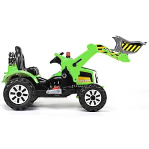 10.5 in. Kids Ride On Excavator Truck, Electric Digger Scooter with Front Loader Digger Green