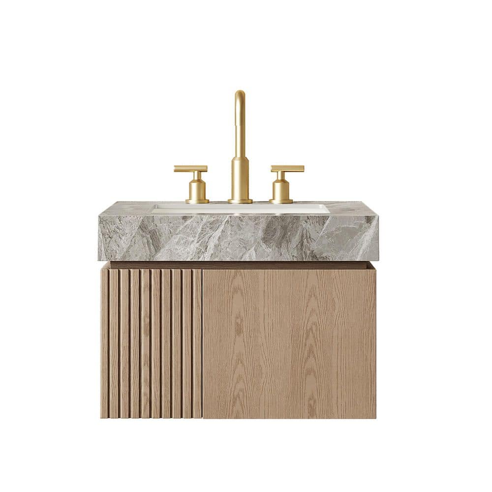 24 in. W x 19 in. D x 18 in. H Single Sink Floating Bath Vanity in Light Brown with Light Gray Sintered Stone Top price history on PriceWatchPro