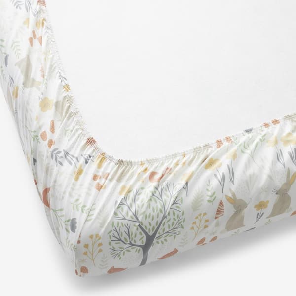 Company Kids Forest Animals Ivory Multi Organic Cotton Percale Crib Sheet