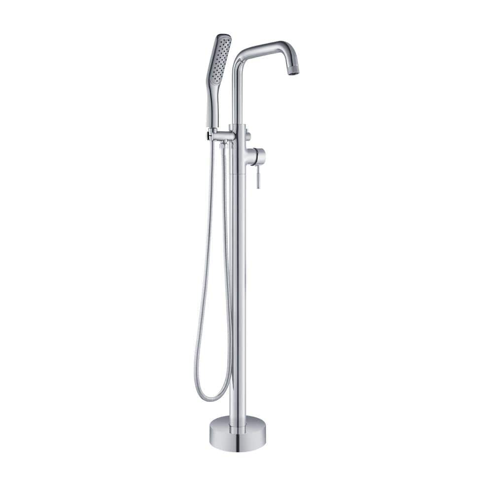 Single-Handle Freestanding Floor Mount Tub Faucet Bathtub Filler with Hand Shower in Chrome price history on PriceWatchPro