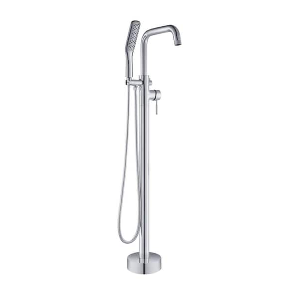 WOODBRIDGE Single-Handle Freestanding Floor Mount Tub Faucet Bathtub Filler with Hand Shower in Chrome