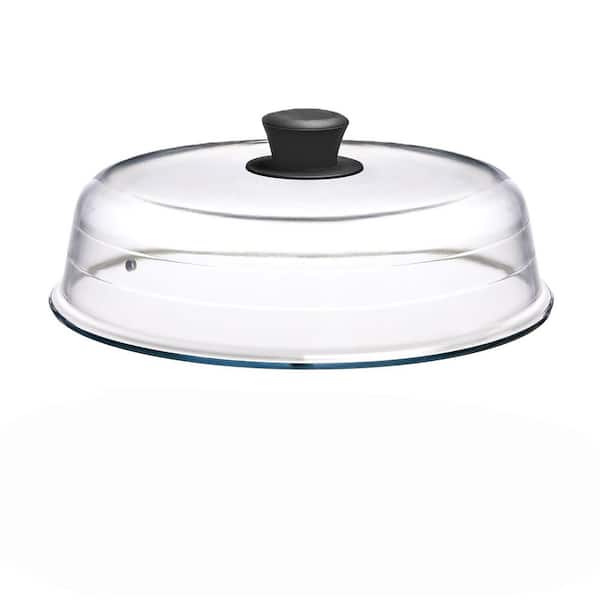 10 in. Glass Microwave Splatter Cover Lid with Easy Grip Silicone Handle Knob, Borosilicate Glass with Vent Hole
