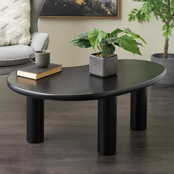 Litton Lane 40 in. Black Wood Heart Inspired Coffee Table with 3 Legs