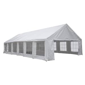 19.5 ft. W x 39.2 ft. D x 11.8 ft. H White Roof PE Fabric Heavy-Duty Outdoor Carport