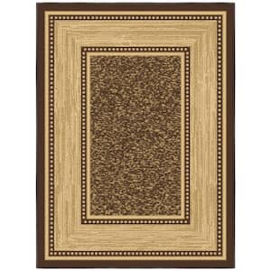Ottohome Collection Non-Slip Rubberback Bordered Design 2x3 Indoor Entryway Mat, 2 ft. 3 in. x 3 ft., Dark Brown