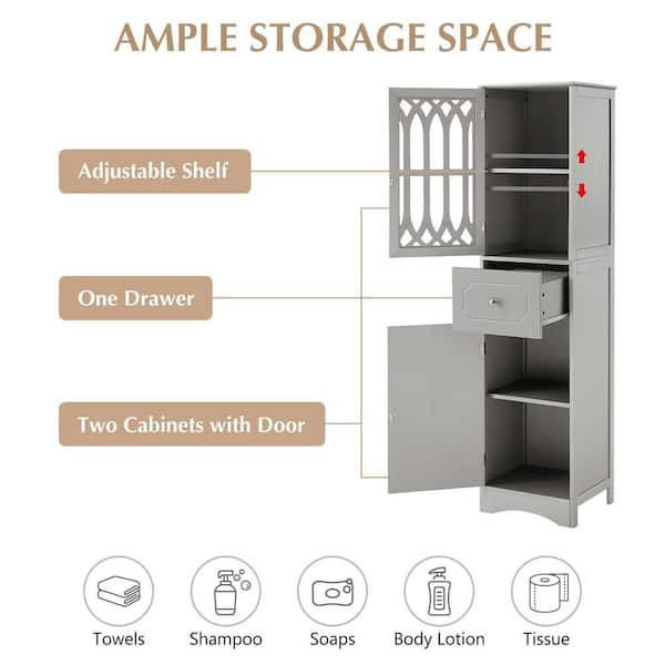 Kitchen Pantry Storage Cabinets Freestanding Tall Bathroom with Shelves and  Drawer 64''H Sideboard Storage Cabinet with Microwave Space Cupboard