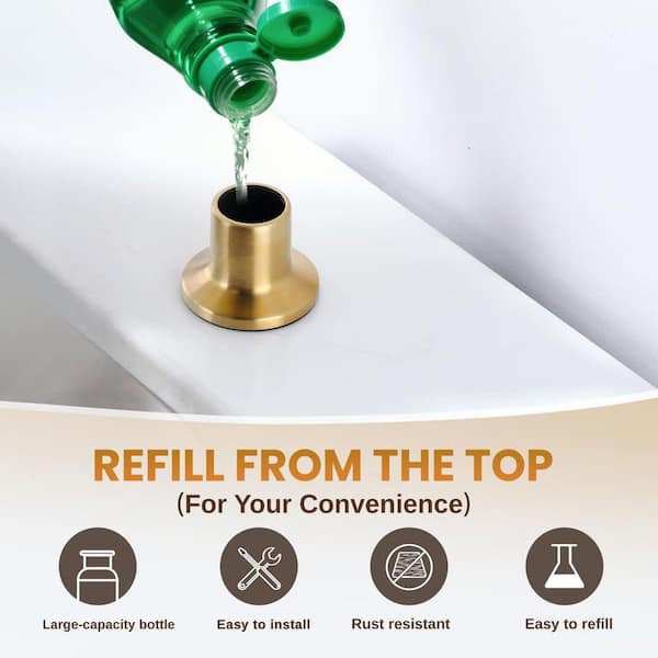 VEVETTA Brushed Gold Stainless Steel Soap Dispenser for Kitchen
