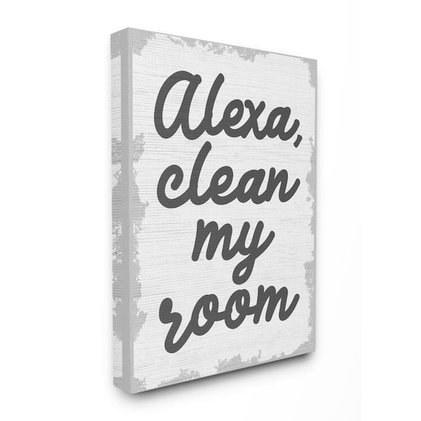 Stupell Industries 30 in. x 24 in. " Abstract Alexa Clean My Room Kids Funny Word Design" by Daphne Polselli Canvas Wall Art