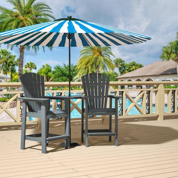 Afoxsos Gray 2 Piece Wood Like Outdoor Bistro Set with Removable Table and Umbrella Hole HDDB2229 The Home Depot