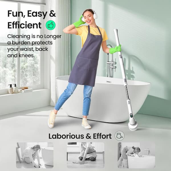Cordless Electric Spin Scrubber - IP68 Waterproof Cleaning Brush With 6 Heads, 2 Speeds, LED Display - View #7
