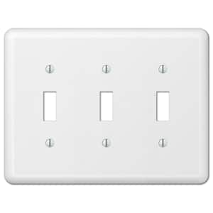 Declan 3 Gang Toggle Steel Wall Plate - White